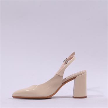 Wonders Vilma Slingback Block Heel - Beige Patent